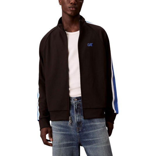 Calvin Klein Jeans Felpa Zip Uomo Nero Manica Lunga Scollo Alto Poliestere Elastan Autunno Inverno LV04RC231G