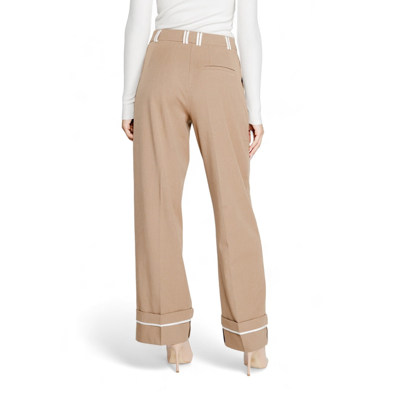 Only Pantaloni Donna Marrone Monocromo Zip e Bottone 69% Poliestere 28% Viscosa 3% Lycra Autunno/Inverno 15324648