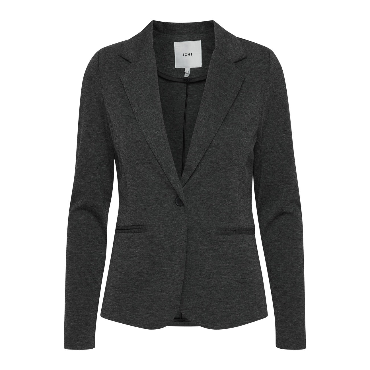 Ichi Giacca Donna Grigio Monocromo Bottoni Bavero Tasche Anteriori 74% Poliestere 22% Viscosa 4% Elastan Autunno/Inverno 20101801