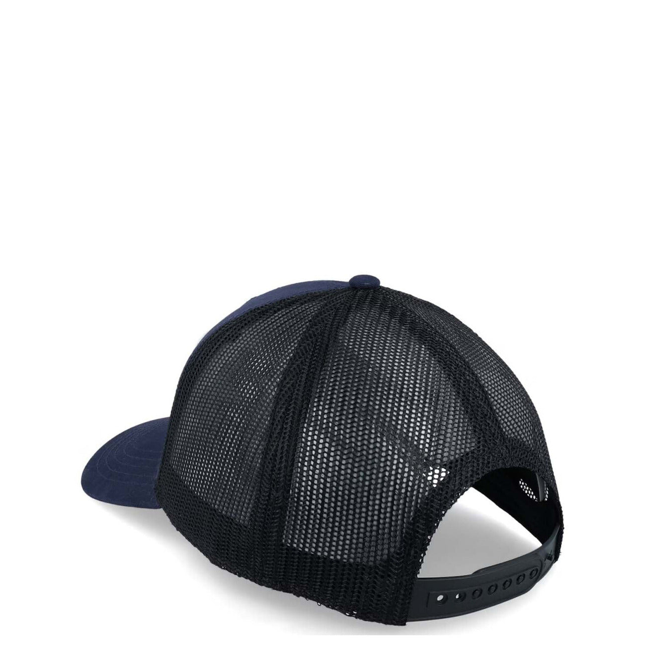 Cappellino Trucker American Needle Gin Tonic; blu navy/nero, logo ricamato, retro in rete, snapback regolabile. Design Inception Collection. Vista posteriore 