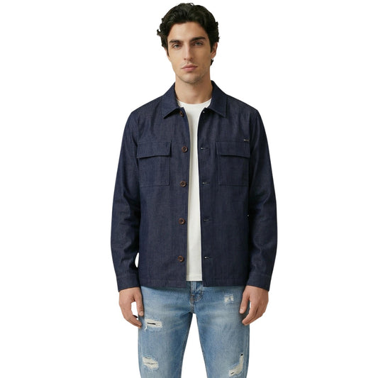 Gianni Lupo Overshirt Lyocell; camicia uomo strutturata con taschini frontali. Tessuto morbido di alta qualità, perfetta come capo spalla leggero o camicia casual. Vista frontale 