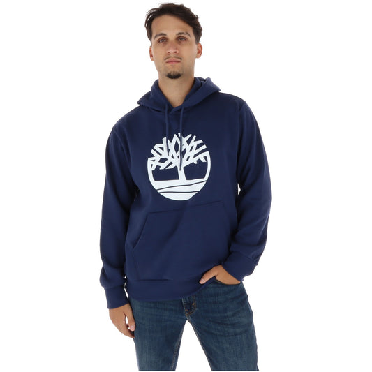 Felpa Timberland Core Tree Logo uomo blu TBC0YH9T. Hoodie sportiva da uomo con stampa grafica iconica, cappuccio regolabile, tasca frontale a marsupio e polsini elasticizzati.