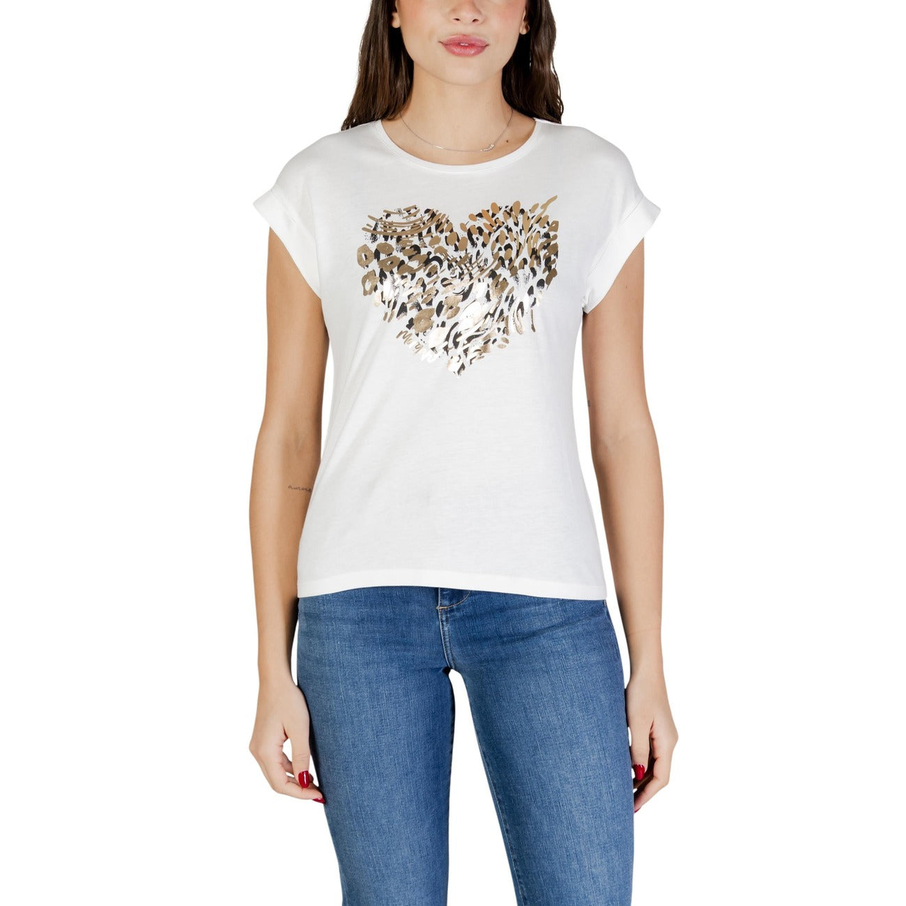 T-shirt Morgan De Toi donna bianca manica corta - vista frontale indossata da modello
