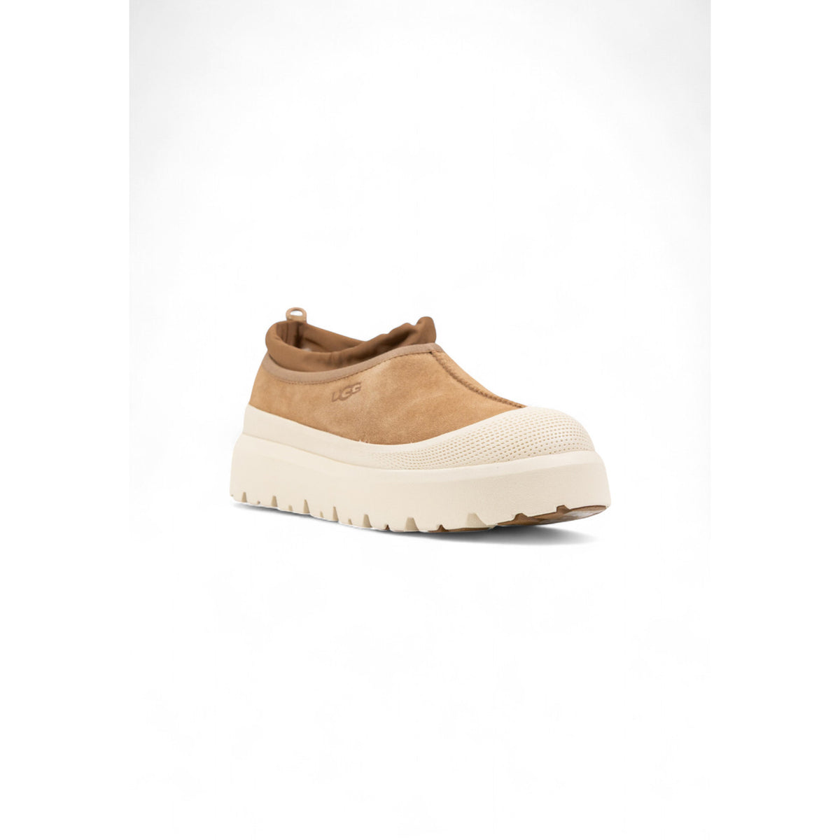 Ciabatte UGG beige impermeabili unisex – Sabot in camoscio con galoscia e fodera calda 1144096.