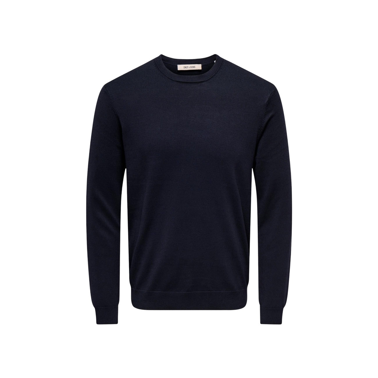 Pullover Girocollo in Maglia Piatta; viscosa Livaeco e poliestere, regular fit, maniche lunghe. Il basico versatile e confortevole per il guardaroba di ogni stagione.Colore blu scuro vista frontale Stesa 