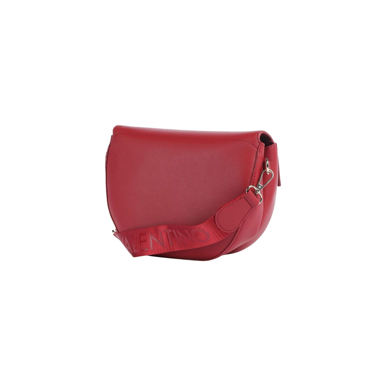 Borsa Tracolla Media Rossa Donna Valentino Bags Bigs; Misure 8x18x7 cm. Tessuto 100% poliuretano sagomato con patta e tracolla ampia con scritta logo estesa. Chiusura interna a zip, stile casual-chic 4 stagioni. Vista posteriore 