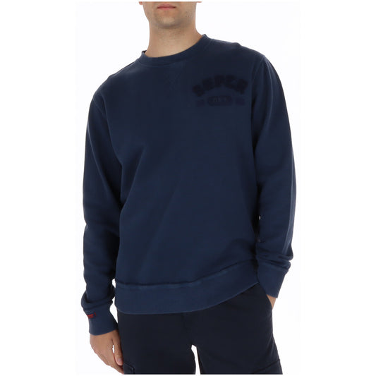 Felpa Superdry Vintage Athletic Tonal; Loose Fit. Colore blu, scritte ricamate, finiture a costine. Maglia uomo girocollo premium, morbida e traspirante per la PE26. Vista frontale 