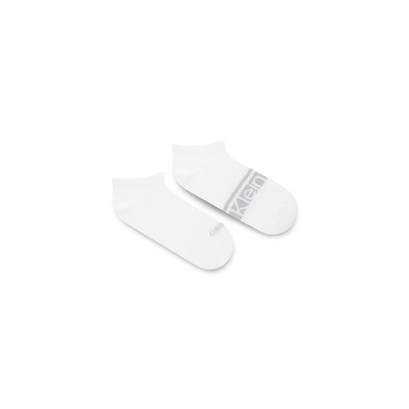 Pack 2 Paia Calzini Sneaker CK Jeans; bianco. 59% Cotone, 38% Poliammide, 3% Elastam. Logo a contrasto sulla fascia, taglio basso, tessuto tecnico-morbido anti-usura. Vista frontale 