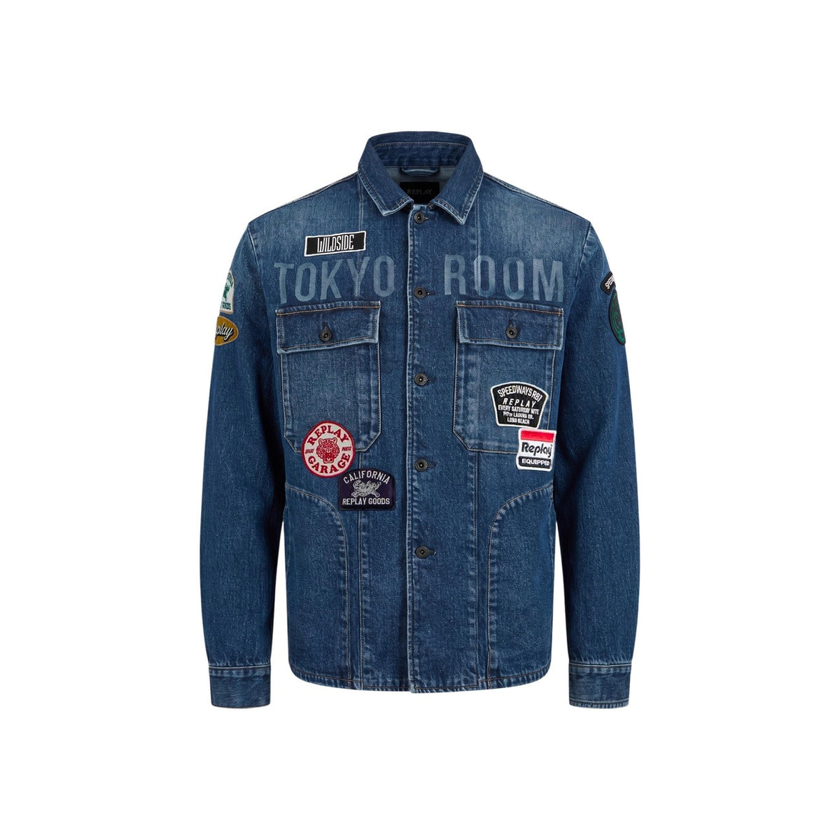 Giacca jeans uomo Replay – Giubbino denim con patch e lettering M13MD .0PL.795 22F.