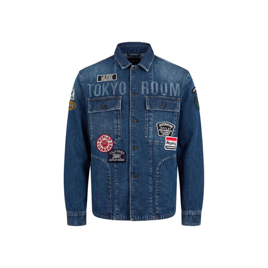 Giacca jeans uomo Replay – Giubbino denim con patch e lettering M13MD .0PL.795 22F.