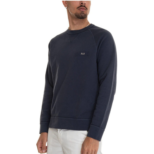 Maglia Fay uomo blu manica lunga - vista laterale indossata da modello
