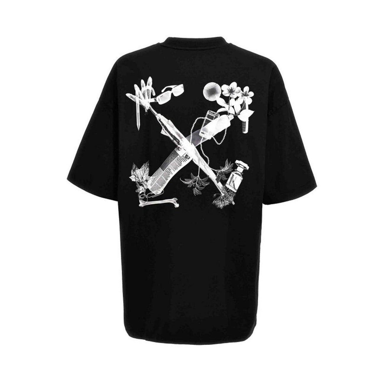 Off-white T-Shirt Uomo Nera Stampa Manica Corta Scollo Tondo 100% Cotone Primavera/Estate EBO_2118