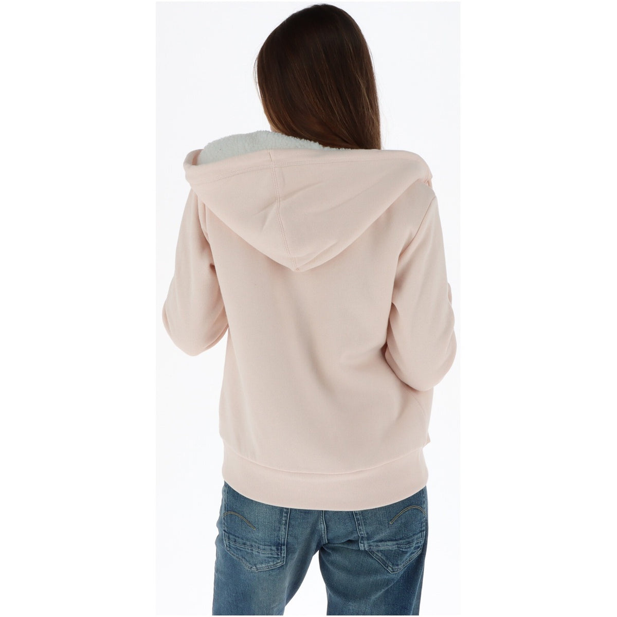 Felpa rosa con zip e cappuccio donna Superdry – Felpa foderata in pelliccia Borg W2012781A.
