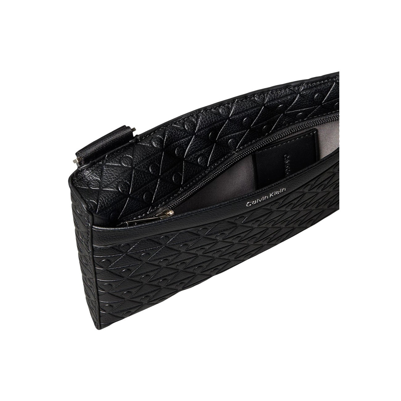 Borsa Calvin Klein uomo nera - vista frontale con cerniera aperta interno
