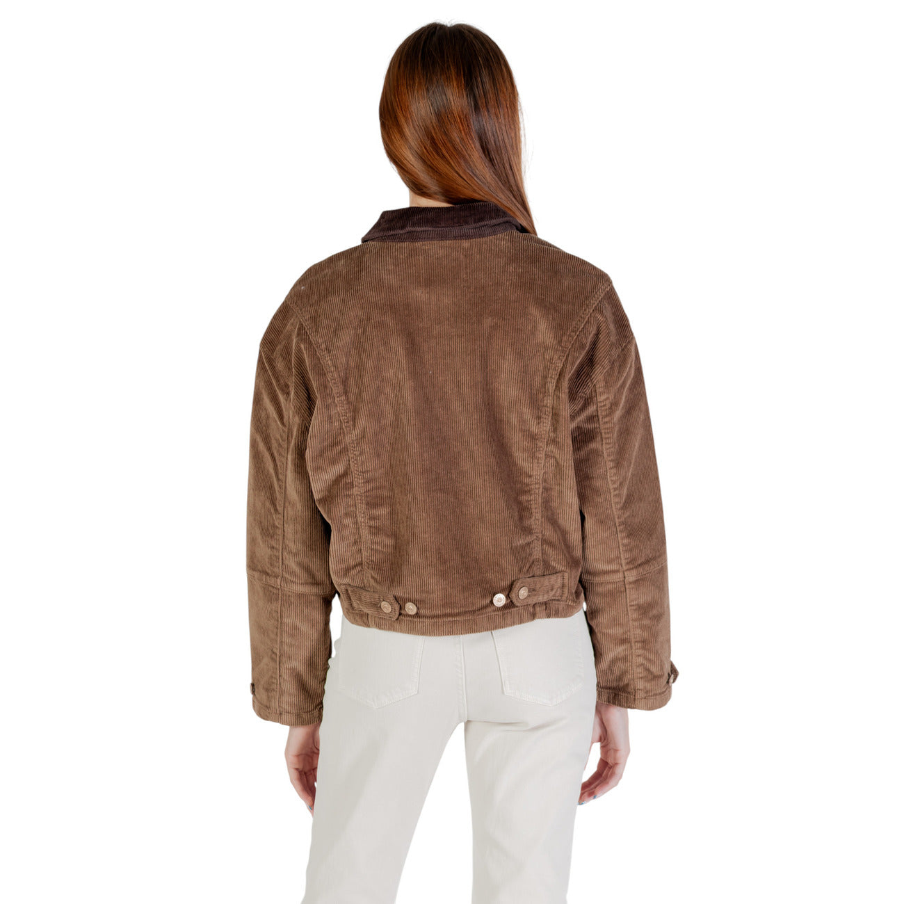 Only Giacca Donna Marrone Cerniera Maniche Lunghe Scollo Tondo Colletto Classico Tasche Anteriori Cotone Elastan Autunno Inverno 15351300