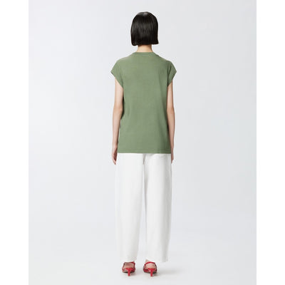 Pinko T-Shirt Donna Verde con Stampa Maniche Corte - T-Shirt Cotone Scollo Tondo