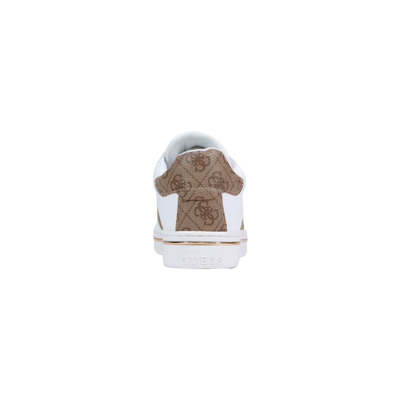 Sneakers Guess Stew; Bianco, 100% Poliuretano. Dettagli logati a contrasto, occhielli metallici, suola 2 cm. Sneaker 4 stagioni, confortevole e raffinata. Vista posteriore 