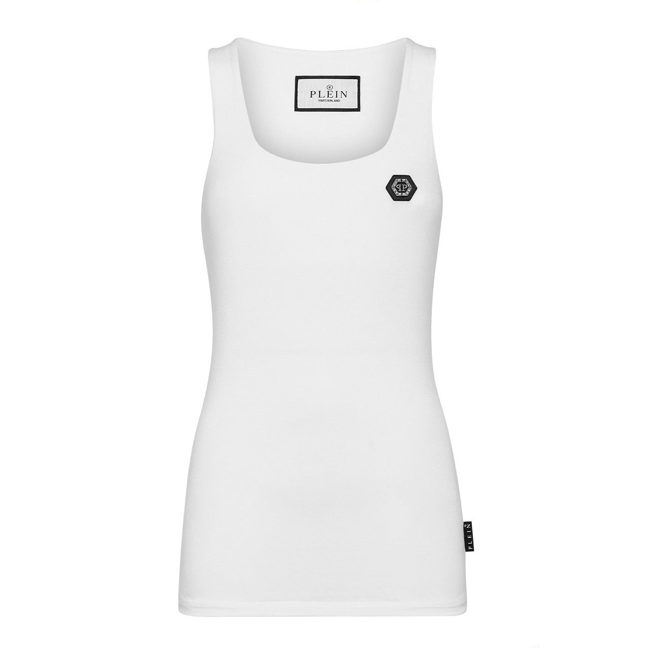 Philipp Plein Canotta Donna Bianco Spalline Scollo Quadrato 100% Cotone Primavera/Estate V_30798