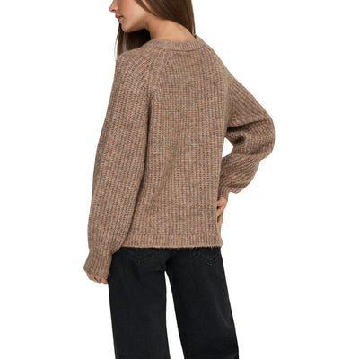 Only Maglia Donna Marrone Maniche Lunghe Scollo Tondo - Maglia Poliestere Acrilico Lana Elastan