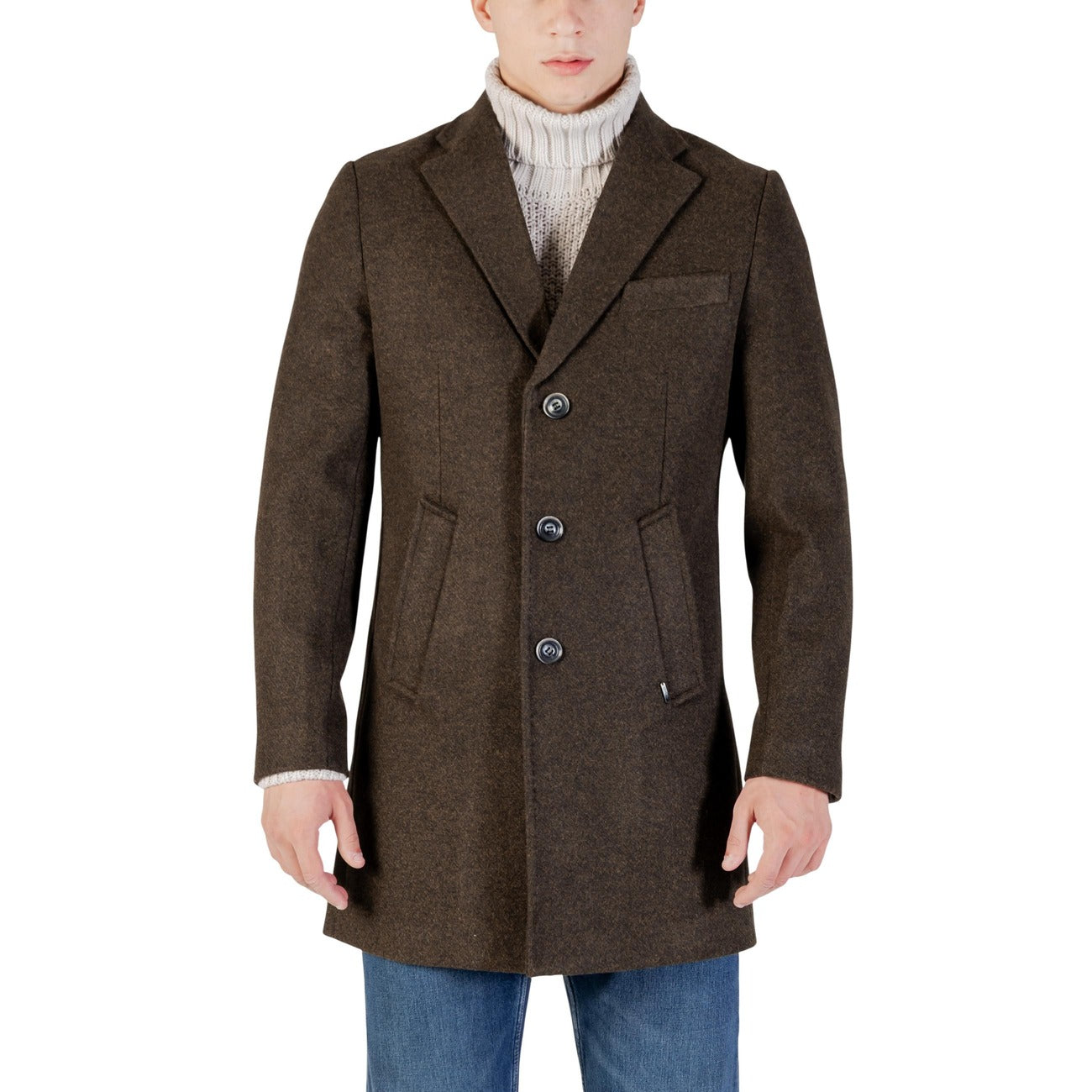 Gianni Lupo Cappotto Uomo Marrone Maniche Lunghe - Cappotto Bottoni Tasche Autunno Inverno