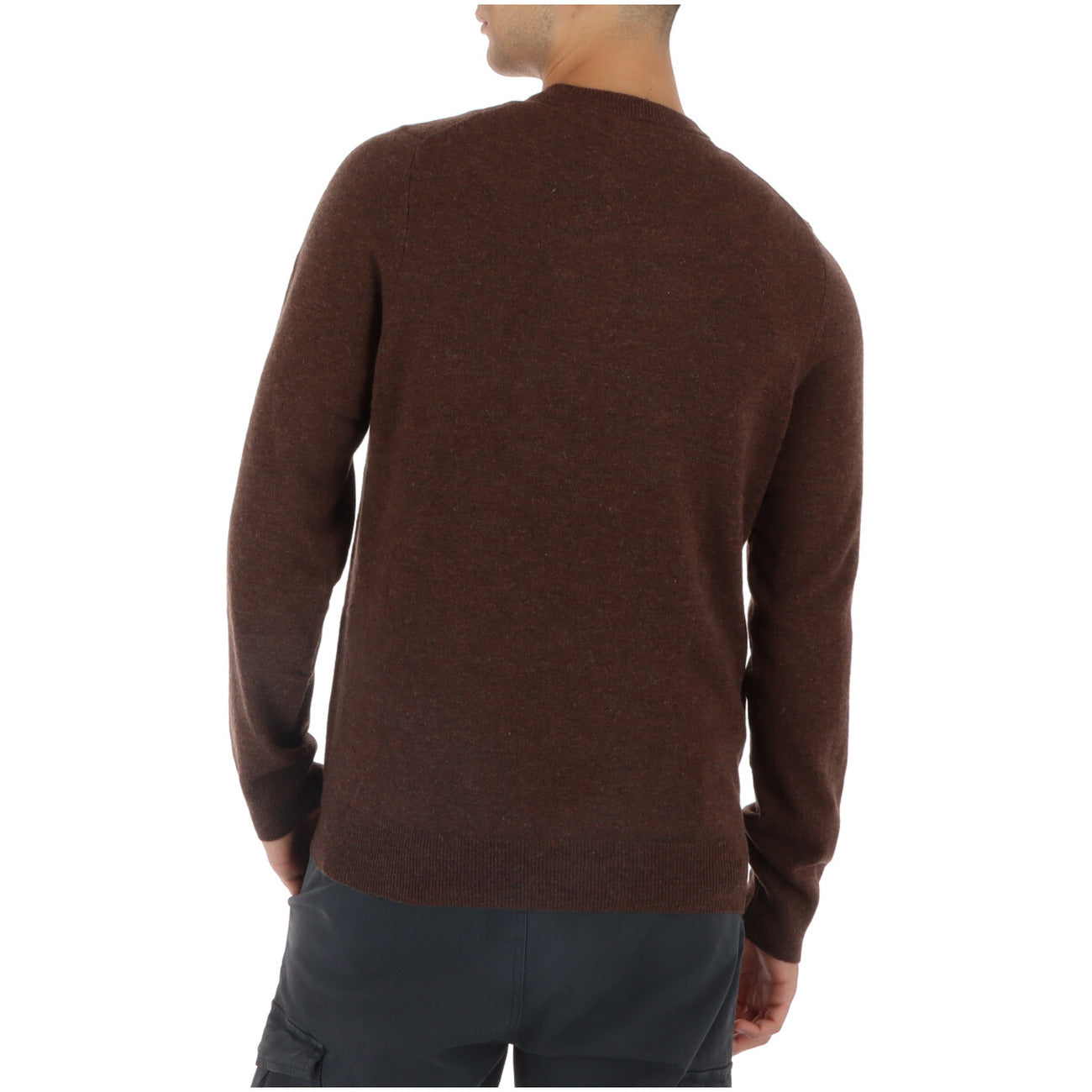 Lyle & Scott Maglia Uomo Marrone Scollo Tondo Manica Lunga Lana Nylon Autunno Inverno KN2114VC