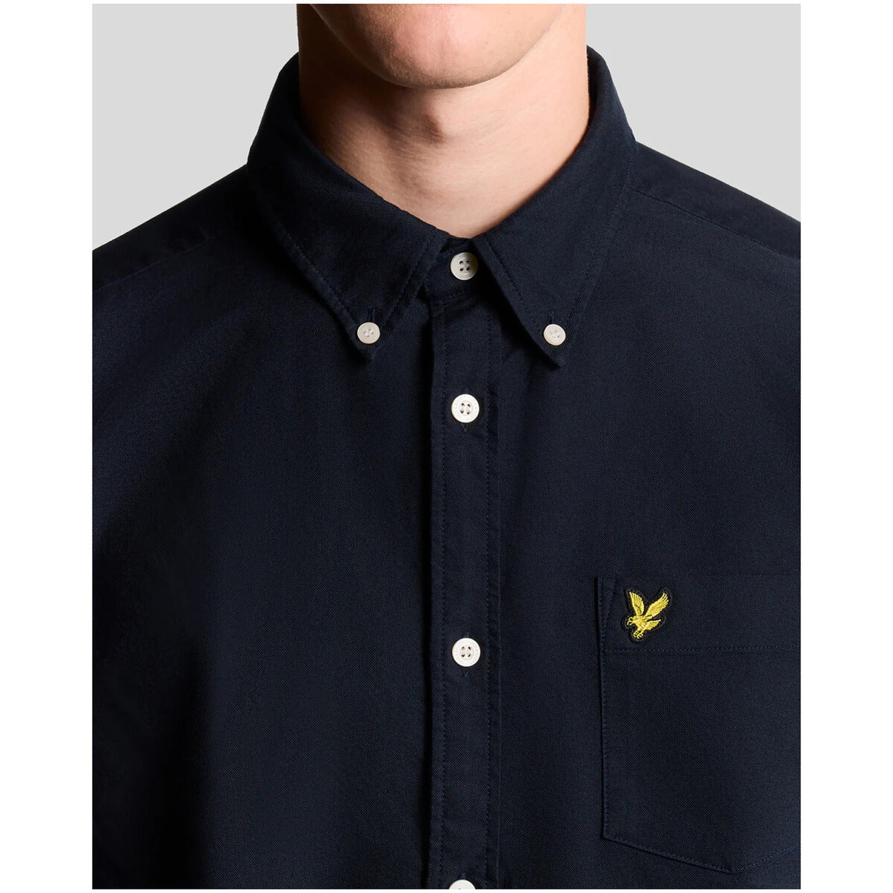 Lyle & Scott Camicia Uomo Blu Manica Lunga Bottoni Colletto Classico Tasca Singola 100% Cotone Primavera/Estate LW2112V