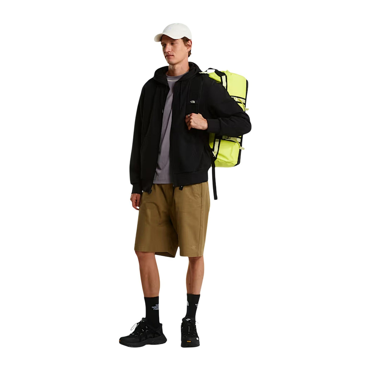 Felpa The North Face uomo nera con zip e cappuccio NF0A8EU1 M EVO SD REG FZ HOODIE. Felpa sportiva pesante felpata con cerniera full zip, coulisse, tasche frontali e logo The North Face, abbigliamento uomo autunno inverno