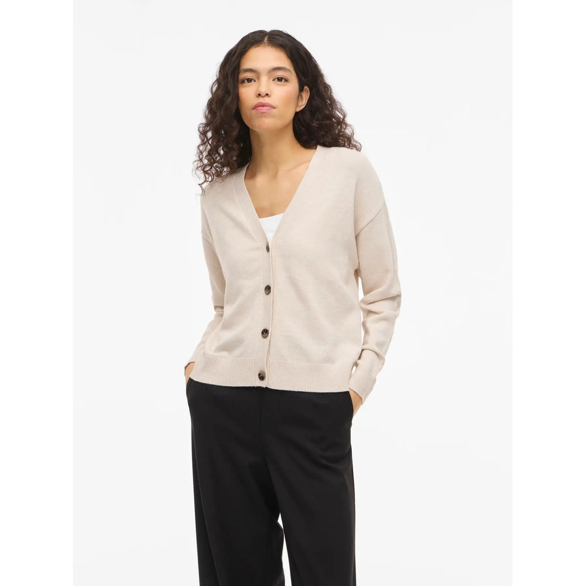 Cardigan donna Vila Clothes con scollo a V – Cardigan in maglia con bottoni tartarugati Vila 14107411.
