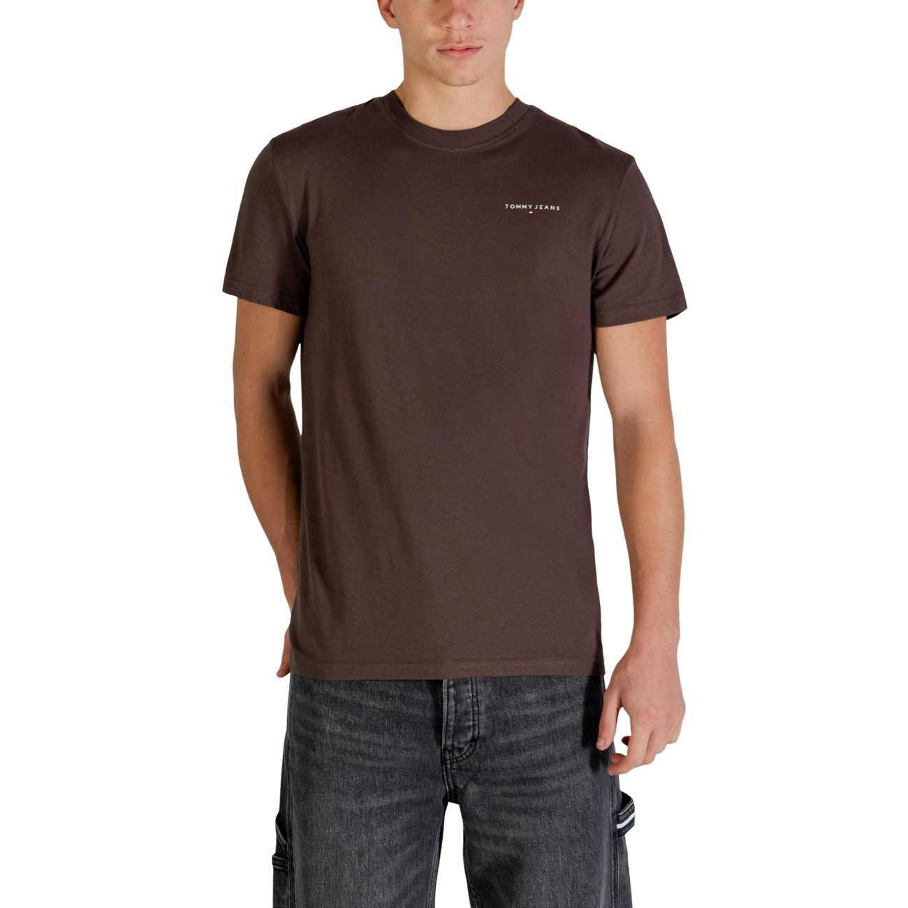 Tommy Hilfiger Jeans T-Shirt Uomo Blu Maniche Corte Scollo Tondo Cotone Organico 100% Autunno Inverno DM0DM21780