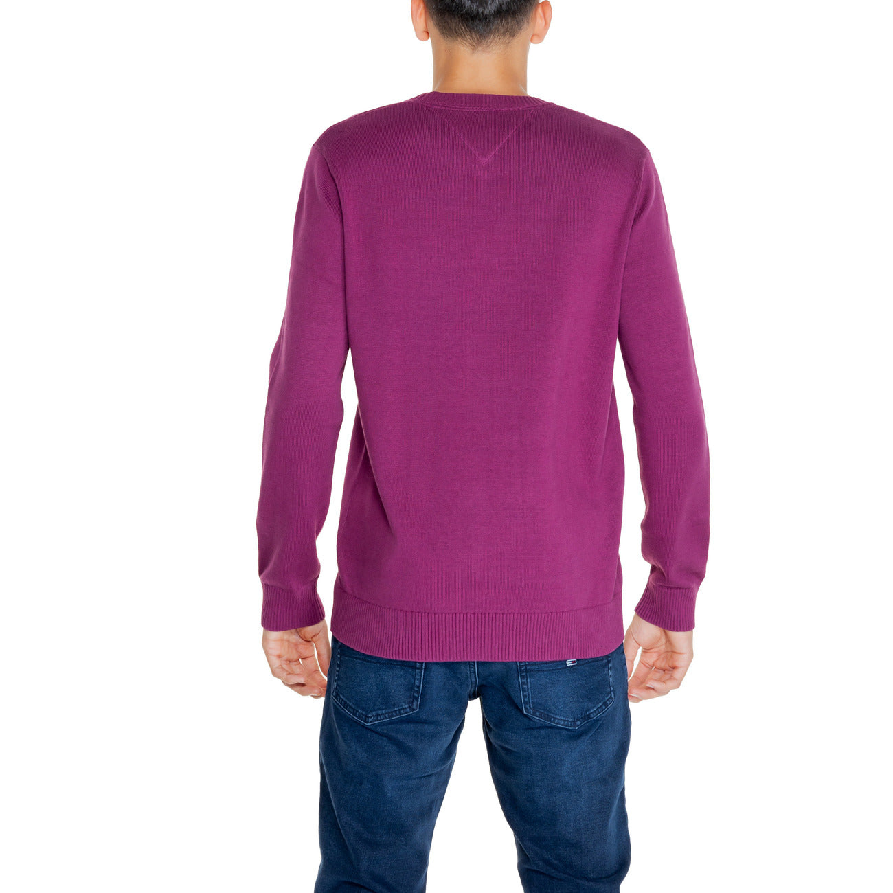 Tommy Hilfiger Jeans Maglia Uomo Viola Scollo Tondo Manica Lunga Cotone Organico Autunno Inverno DM0DM18895