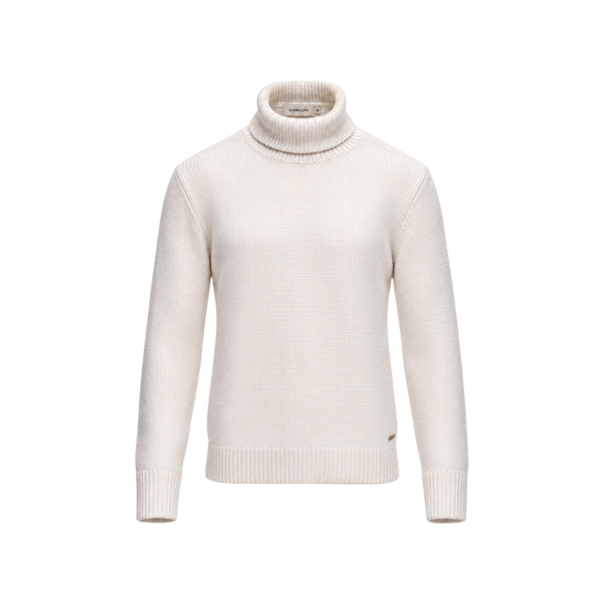 Dolcevita uomo Gianni Lupo bianco – Maglione collo alto a maglia fine GL536S-F26.