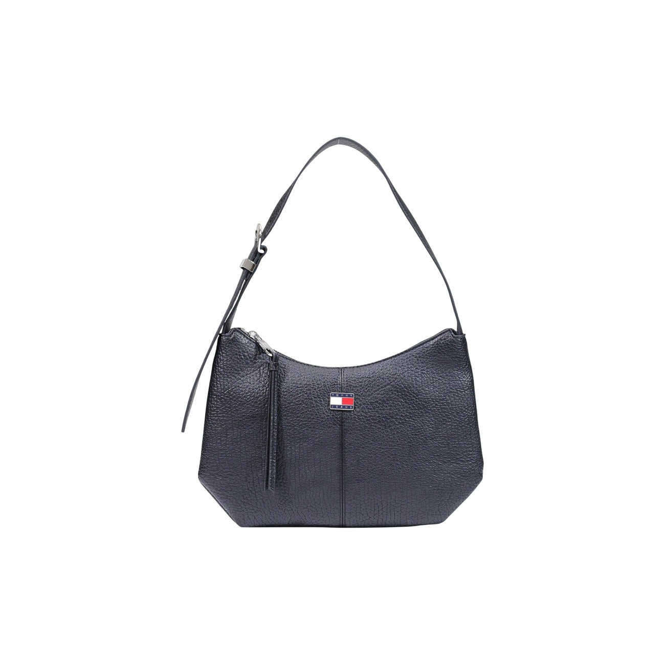 Borsa a spalla nero Tommy Hilfiger TJW Slouchy City AW0AW18777. Borsa piccola donna color panna in ecopelle morbida con tracolla regolabile, logo in metallo e chiusura zip, borsa casual e chic 4 stagioni.