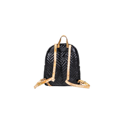 Alviero Martini Prima Classe Zaino Donna Nero con Cerniera Tasche Interne Esterne - Zaino Cotone Poliestere Poliuretano 24x30x10cm