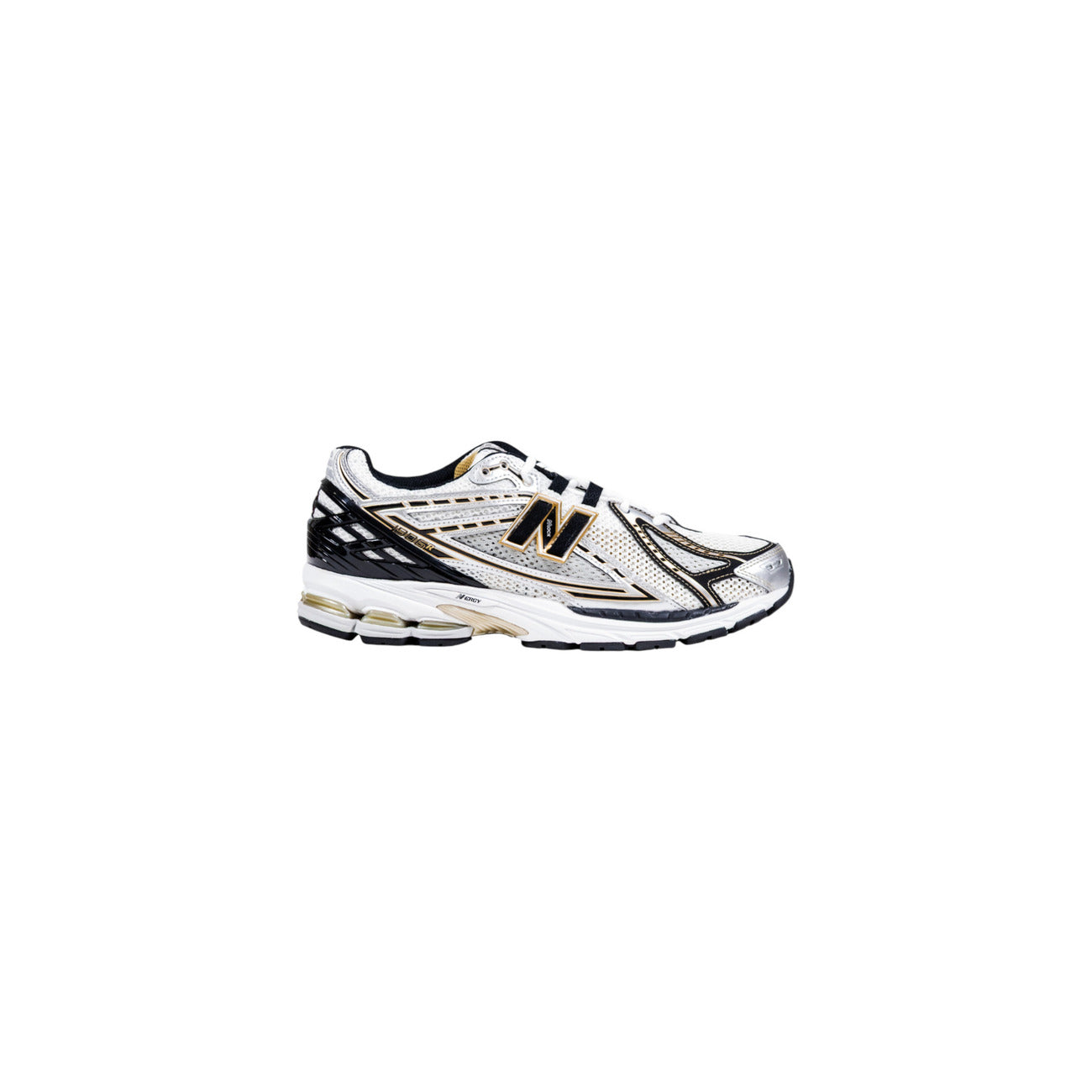 sneaker New Balance 1906R bianca, nera e oro metallizzato