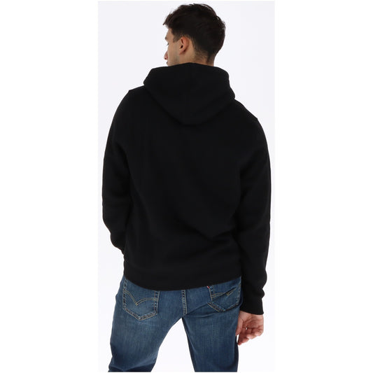 Felpa da uomo Dickies in morbido pile spazzolato nero, con chiusura a zip integrale, cappuccio con coulisse regolabile, tasca frontale a marsupio ed etichetta con logo sul petto.