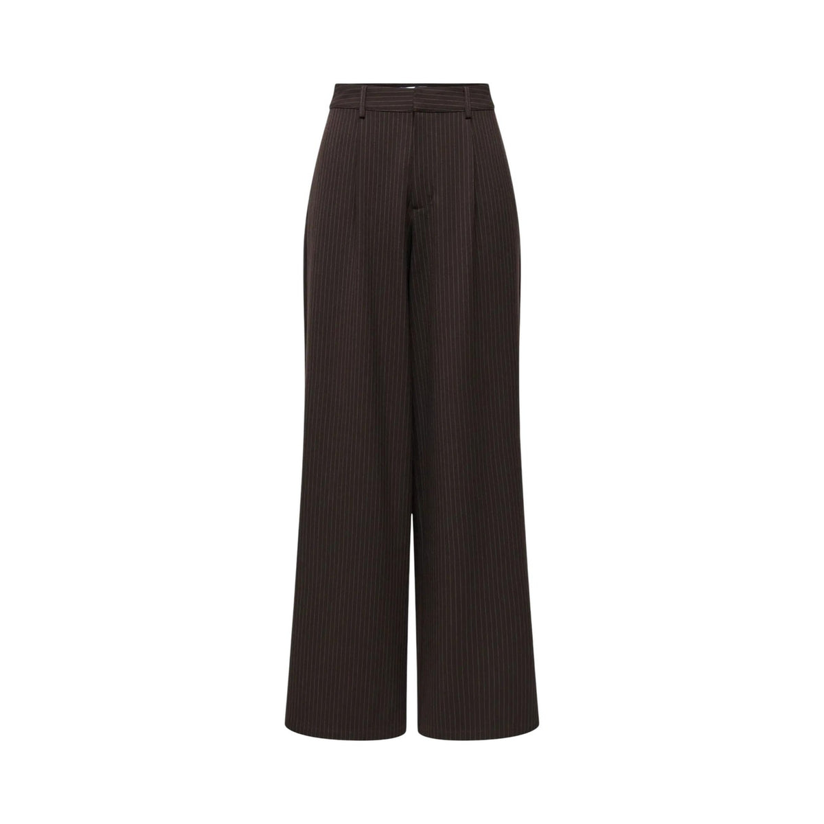 Pantaloni gessati marroni donna Only Onlzina 15382217. Pantaloni eleganti a gamba larga in poliestere, viscosa ed elastan con gessatura verticale e vita regular fit.