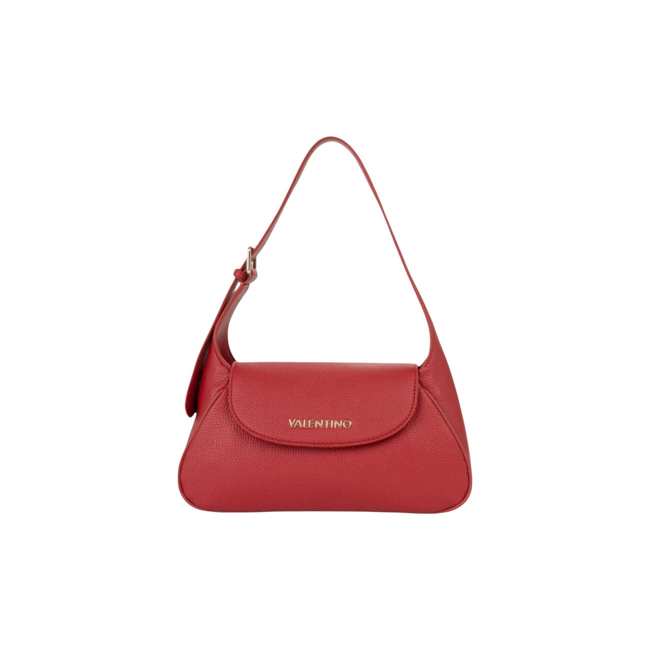 Borsa Spalla Rossa Donna Valentino Bags Daphne Re; Dimensioni medie con patta, bottone e tracolla regolabile. Logo metallico frontale, stile casual-elegante per tutte le stagioni. Vista frontale