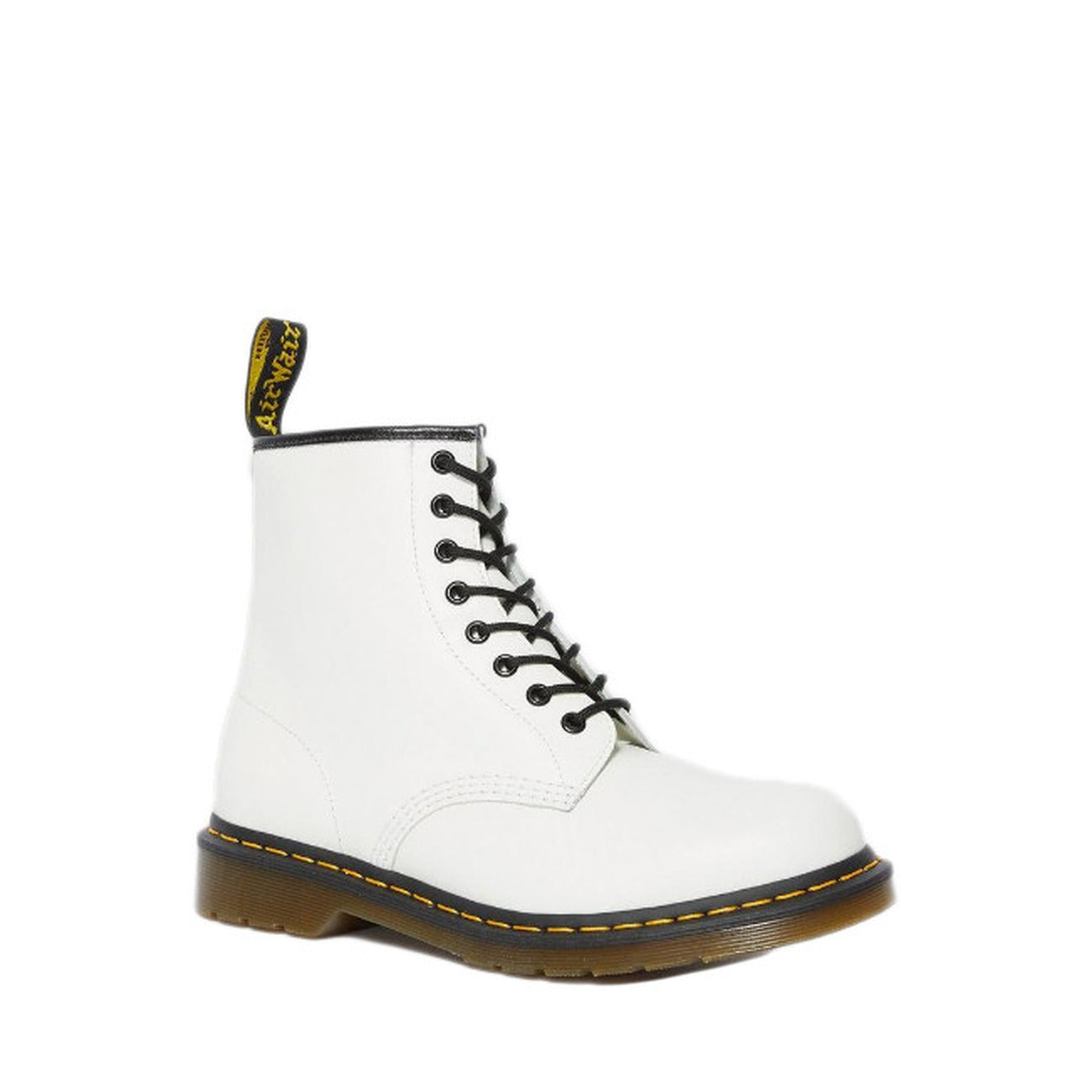 Stivali Dr. Martens STRINGATI 1460 IN PELLE SMOOTH donna neri con lacci suola gomma 100% pelle - vista frontale laterale
