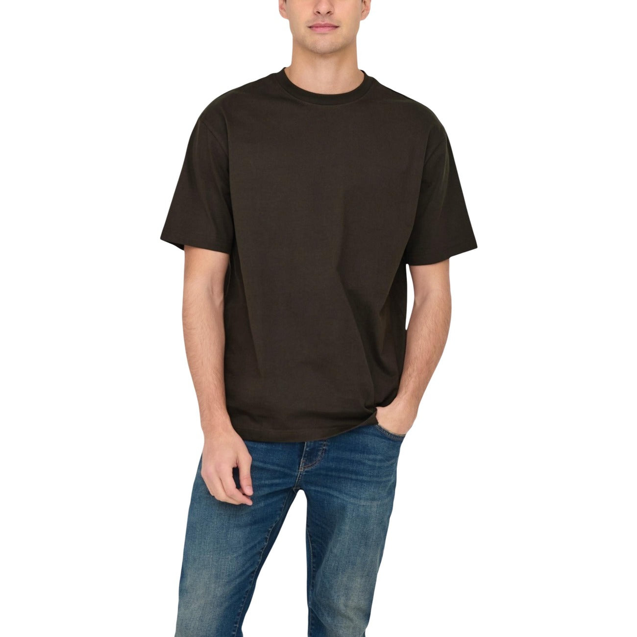 Only & Sons T-Shirt Uomo Bordeaux Maniche Corte Scollo Tondo Cotone Organico 100% Autunno Inverno 22022532