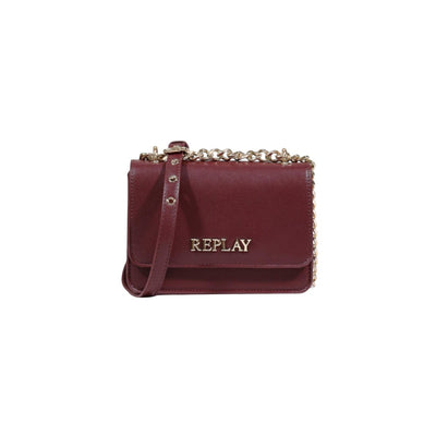 Replay Borsa Donna Nera a Tracolla con Bottone Tasca Interna - Borsa Poliuretano 18x14x6.5cm