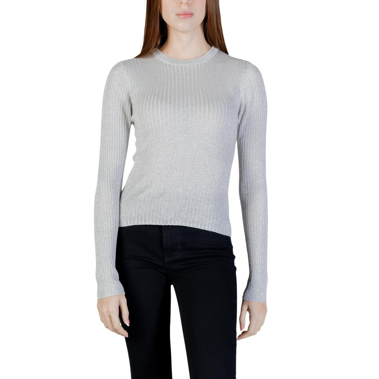 Jacqueline De Yong Maglia Donna Bordeaux Maniche Lunghe Scollo Tondo - Maglia Viscosa Sintetico