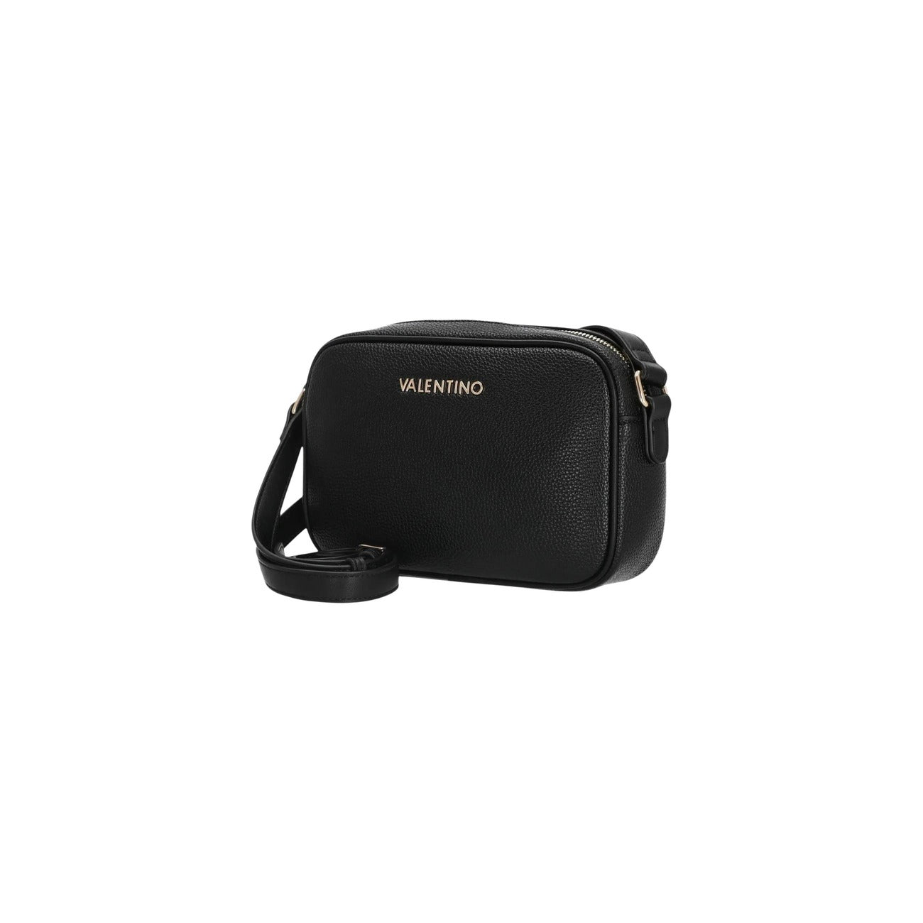 Borsa Nera Donna Valentino Bags Daphne; Misure 7x15x7 cm. Tessuto 100% poliuretano martellato con tracolla regolabile e chiusura superiore con zip. Organizzazione interna con tasche, stile casual ed elegante 4 stagioni. Frontale laterale 