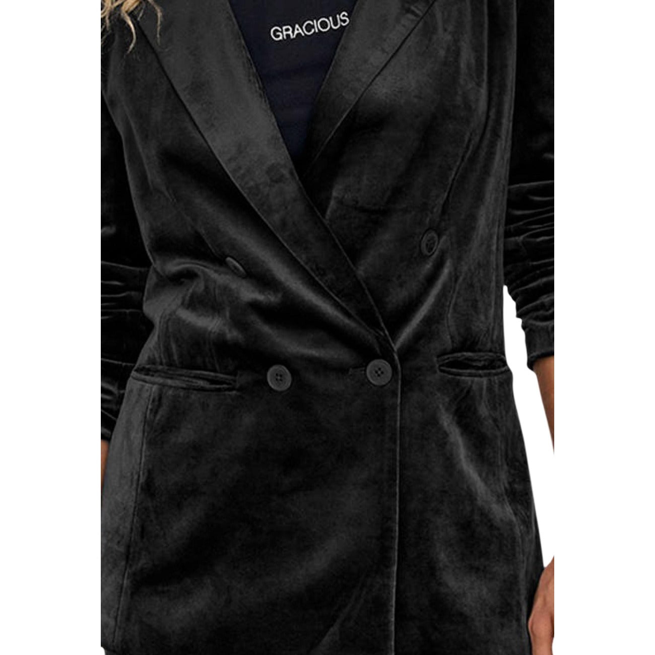 Only Giacca Donna Nero Bottoni Manica Lunga Scollo V Bavero Tasche Poliestere Elastan Autunno Inverno 15335850