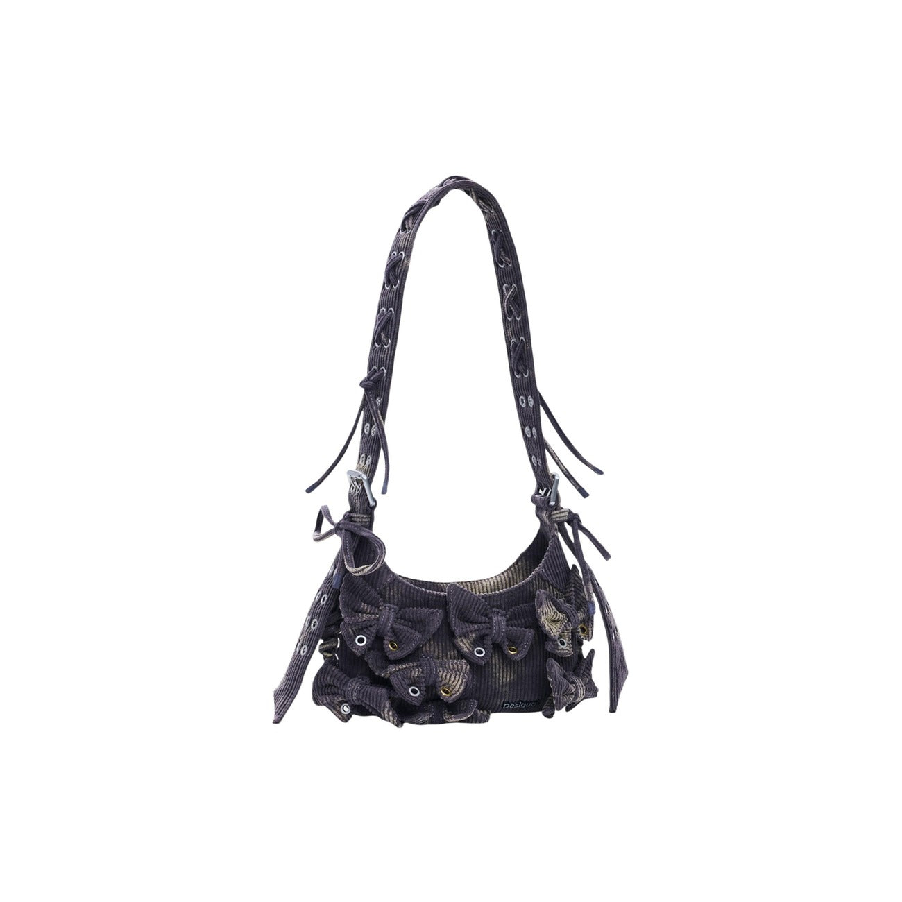 Borsa Desigual donna viola a mano in cotone - vista frontale dettaglio
