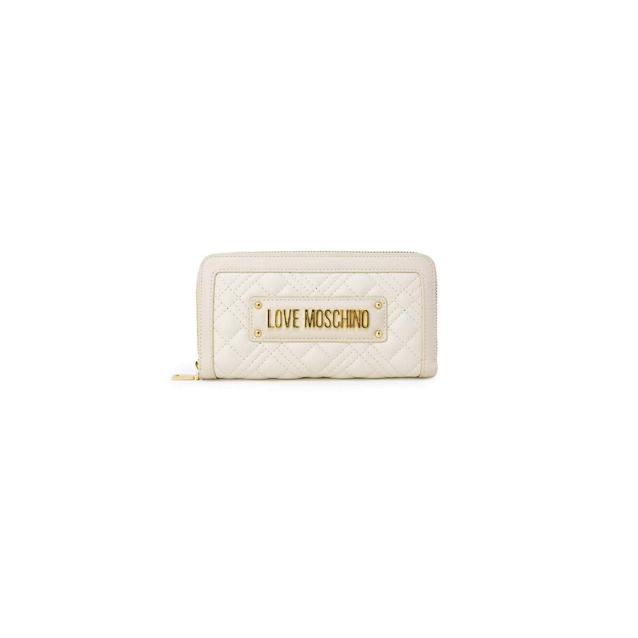 Portafoglio Love Moschino QUILTED donna panna con cerniera tasche interne 11x19x1.5 cm 100% poliuretano - vista frontale