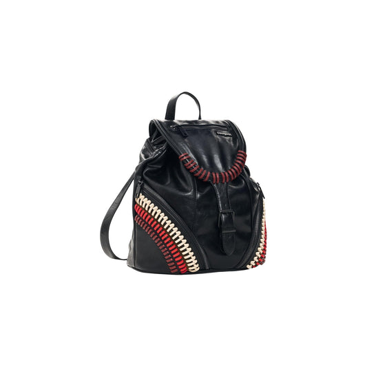 Zaino mini nero donna Desigual con ricami floreali – Zainetto effetto pelle con zip Desigual 26WAKP012000U.