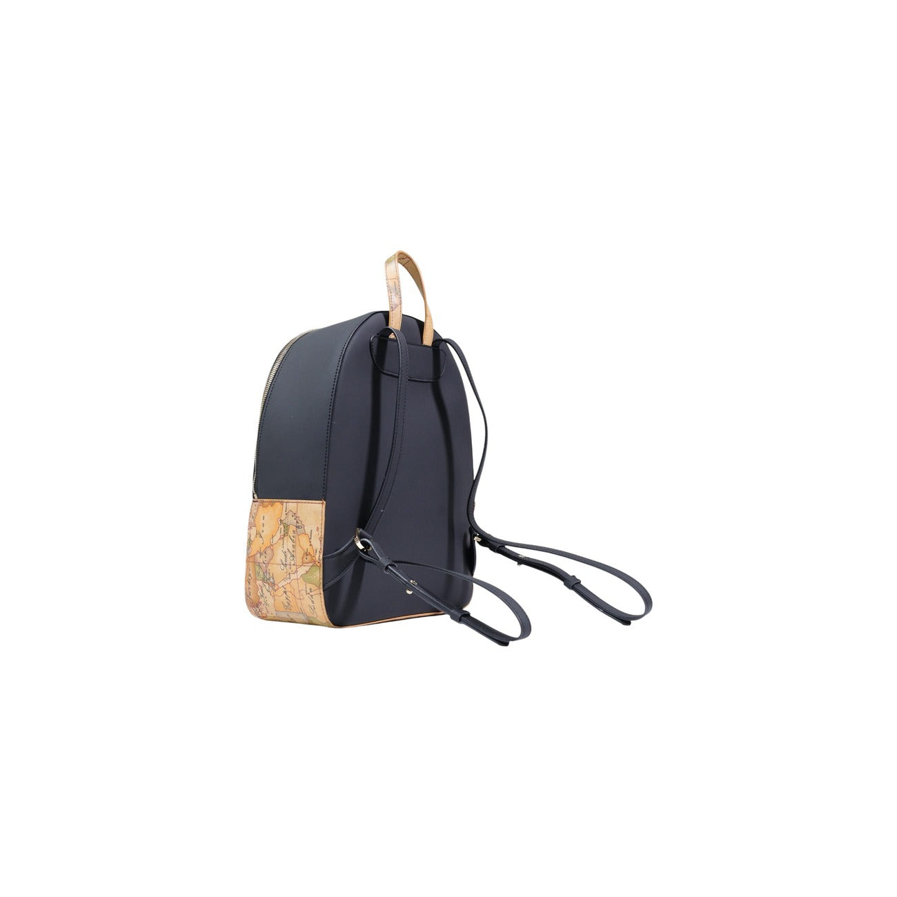 Zaino Alviero Martini Nero; Profili Geo Classic. Chiusura con cerniera, logo in rilievo, maniglia superiore. Dimensioni 30x12x12 cm. Zainetto elegante e funzionale adatto a tutte le stagioni Vista laterale 
