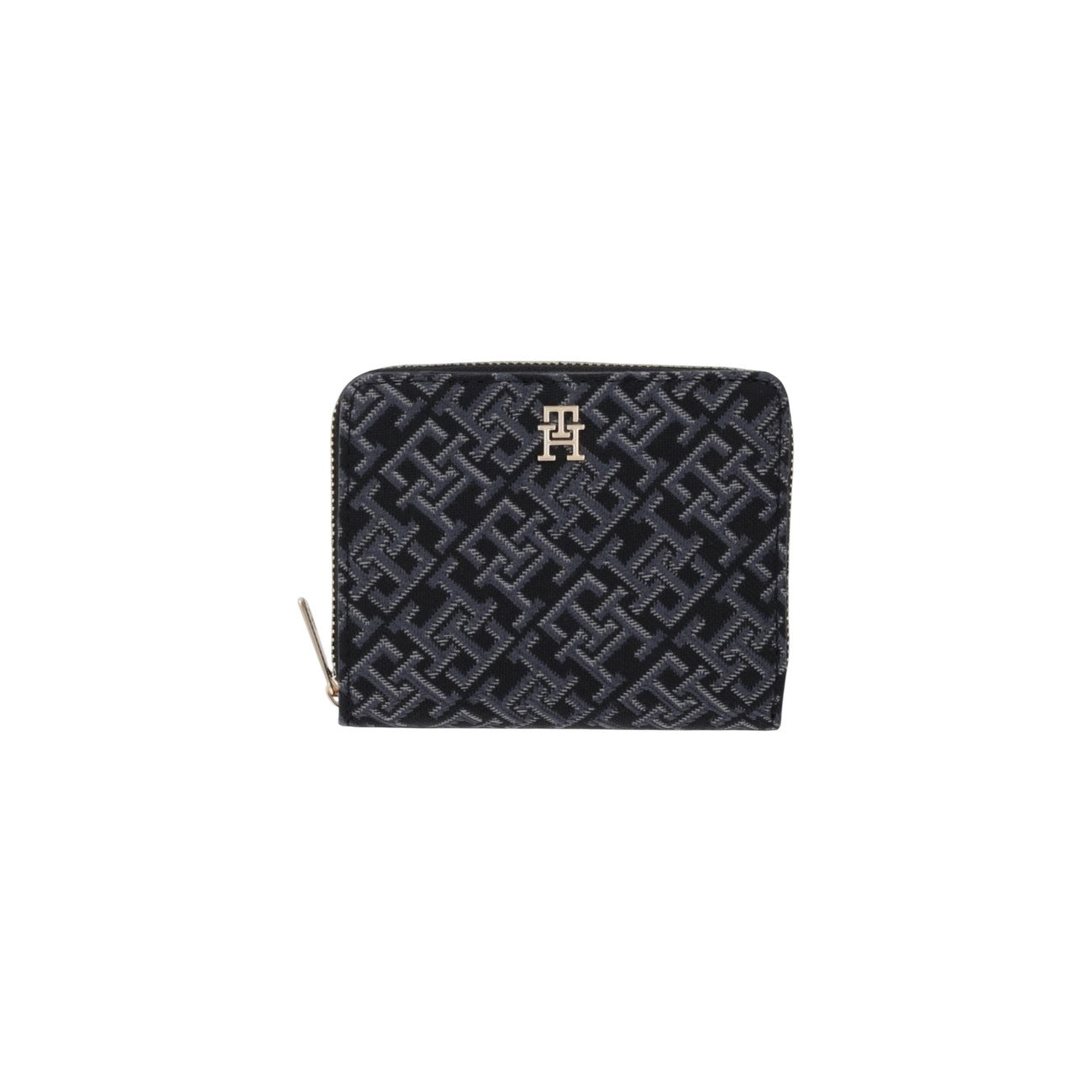 Tommy Hilfiger Portafoglio Donna Nero Stampa Zip Bottone Poliestere 100% Autunno Inverno AW0AW17957