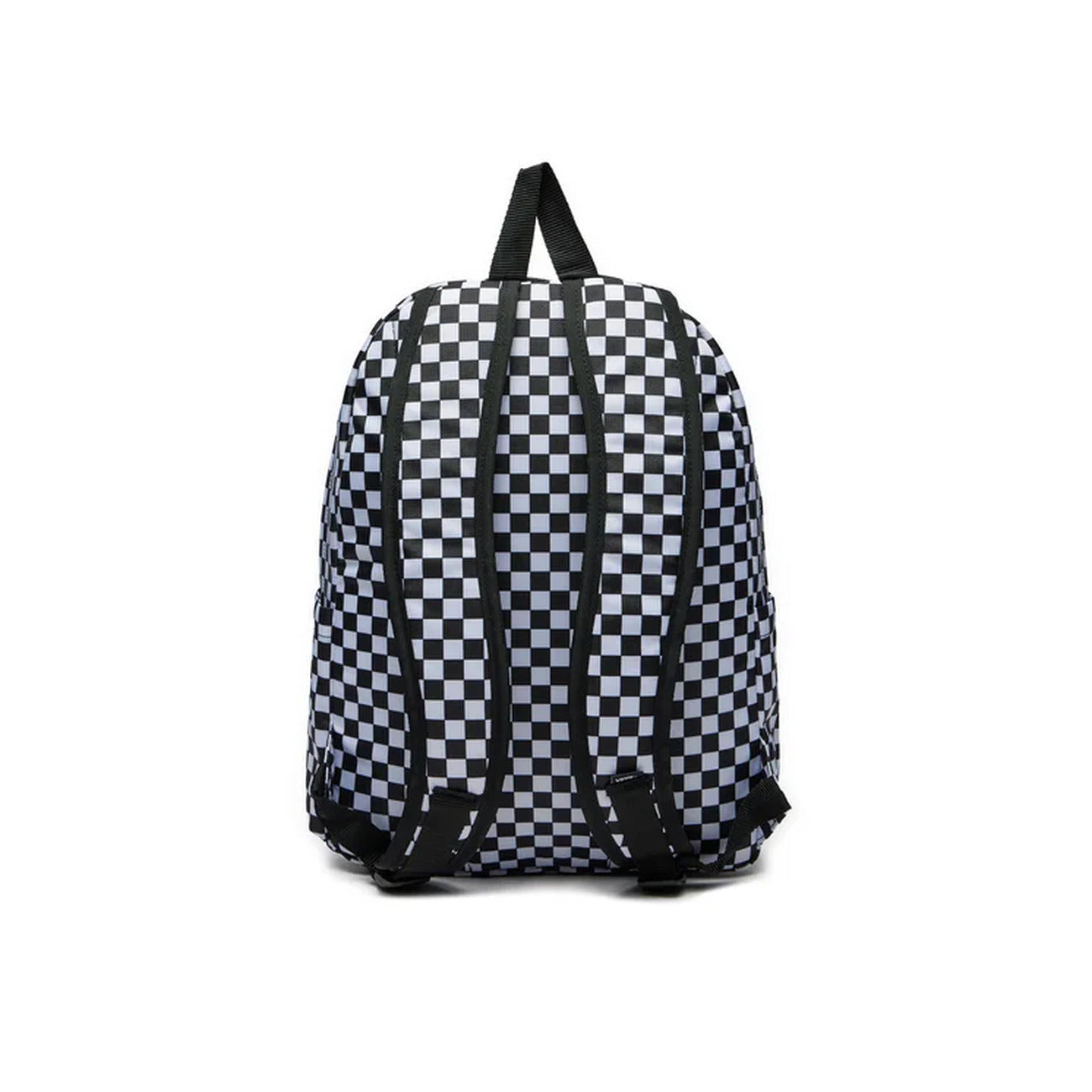 Zaino Vans Old Skool Checkerboard; 22L. Scomparto laptop 15", tasca portabottiglie laterale e spallacci imbottiti. Design iconico a scacchi, resistente e sostenibile. Il classico intramontabile dello street style. Posteriore 