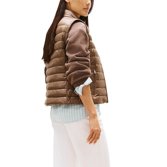 Tommy Hilfiger Smanicato Donna Marrone Cerniera Tasche Anteriori Poliammide 100% Autunno Inverno WW0WW45499